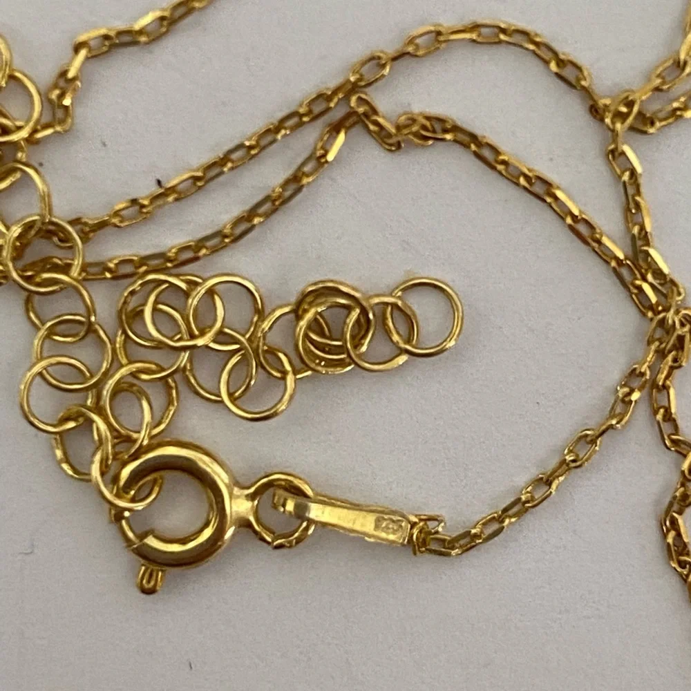 925 silver necklace round swirl chain yellow gold plated - Picture 3 of 3
